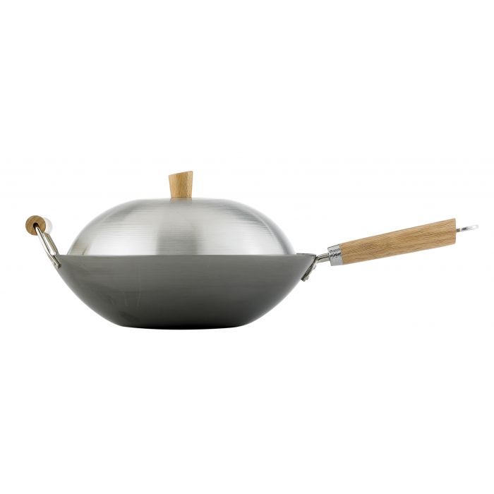 Carbon Steel Wok with Lid, 14in